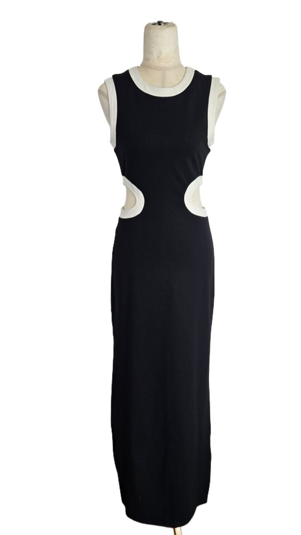 Staud Black /White Dolce Cut Out Midi Dress - BOPF | Business of Preloved Fashion Staud Black /White Dolce Cut Out Midi Dress - BOPF | Business of Preloved Fashion