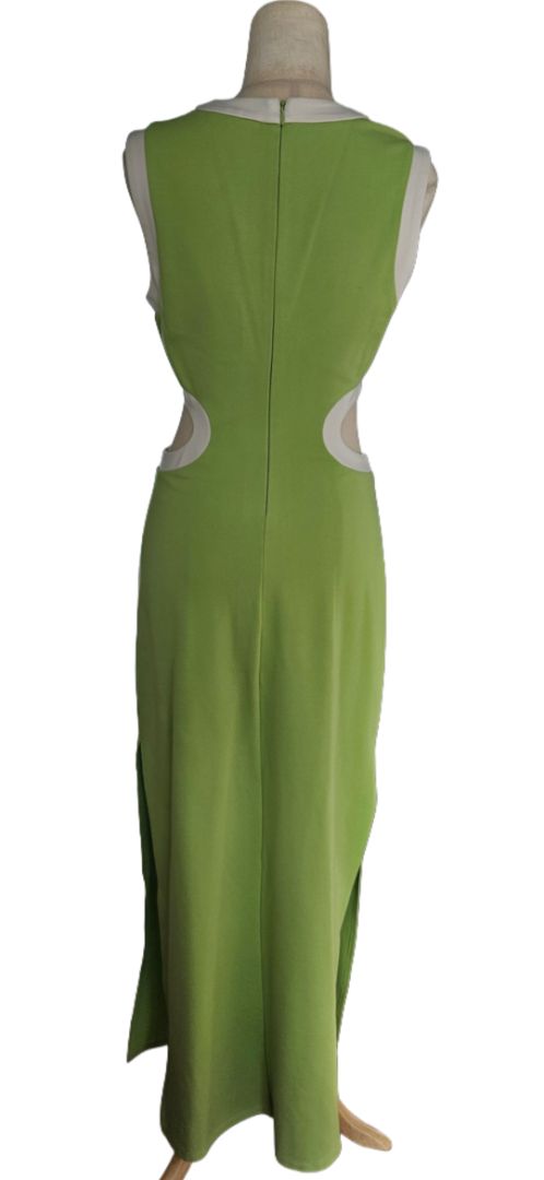 Staud Green /White Dolce Cut Out Midi Dress - BOPF Staud Green /White Dolce Cut Out Midi Dress - BOPF