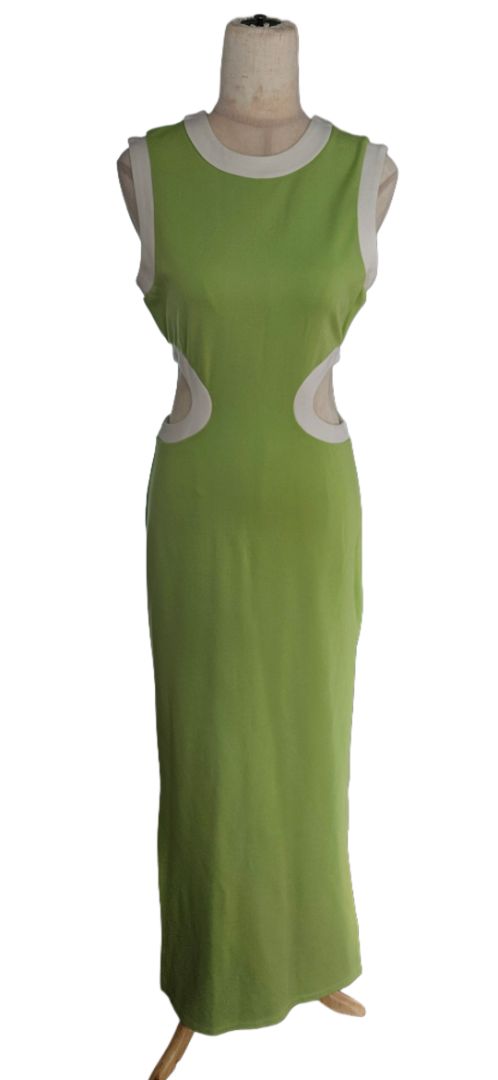 Staud Green /White Dolce Cut Out Midi Dress - BOPF