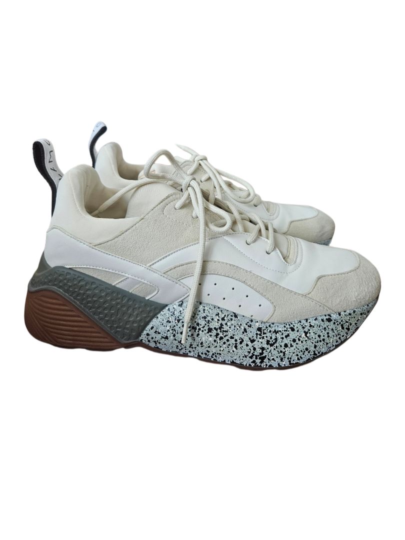 Stella McCartney Beige/Wite Faux Leather & Faux Suede Eclypse Chunky Sneaker, 39