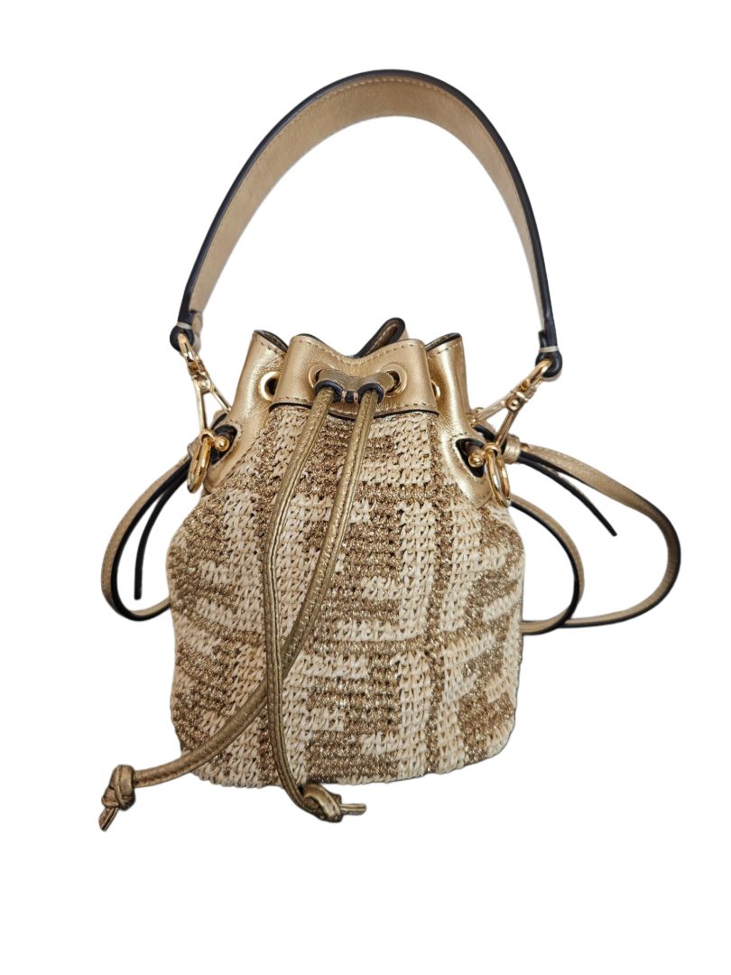 Fendi Mon Tresor Beige/Gold Raffia Mini Bag BOPF Business of