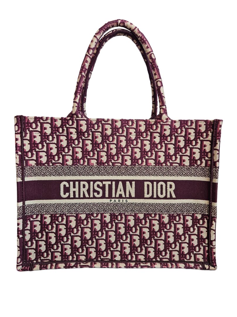 Christian Dior Burgundy Oblique Book Tote Bag