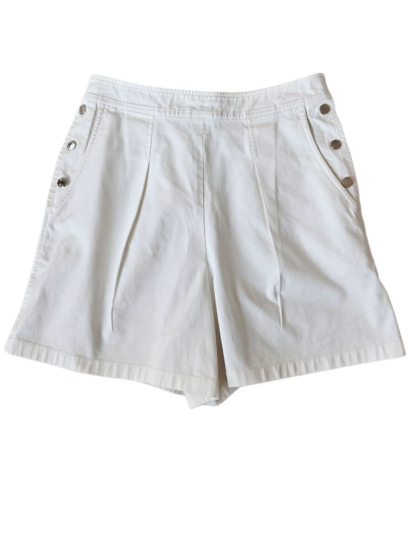 Hermes White Cotton Shorts with Button Detail