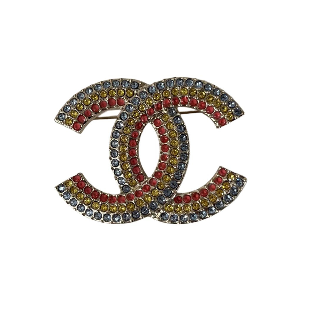 Chanel Multicolor Rhinestone CC Brooch - BOPF | Business of