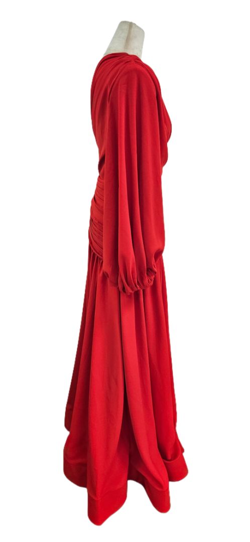 Bronx & Banco Red One-Shoulder Flared Gown Dress