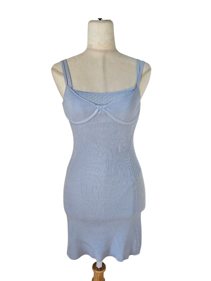 Dion Lee Serpent Lace Panel Ribbed-Knit Mini Dress