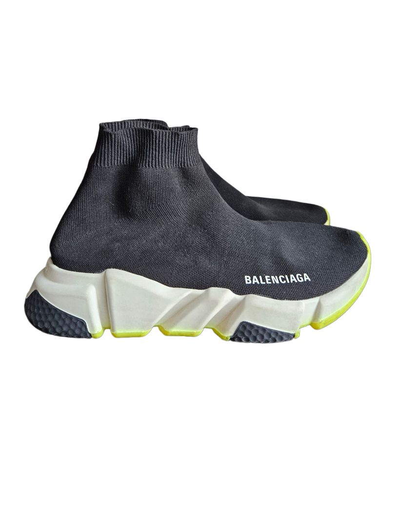 Balenciaga Black Knit Fabric Speed Trainer Sneaker, size 39