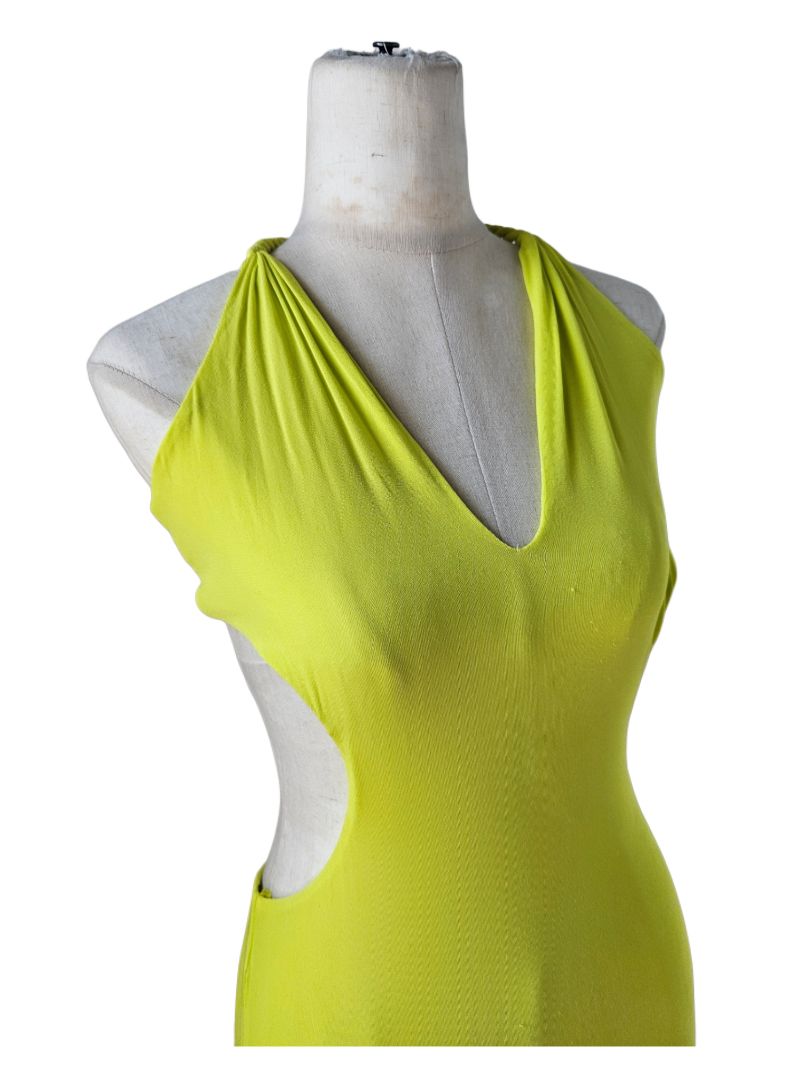 Dion Lee Neon Yellow Rope Strap Cut Out Midi Dress