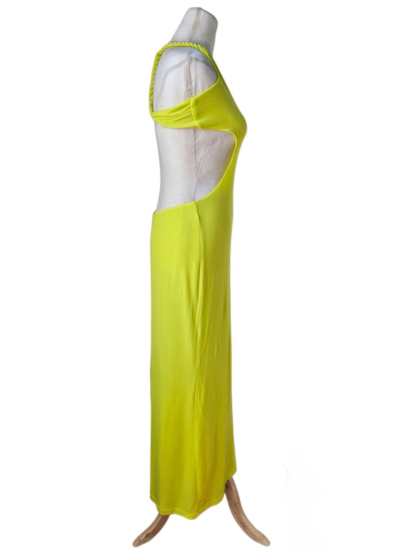Dion Lee Neon Yellow Rope Strap Cut Out Midi Dress