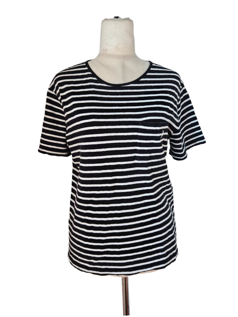 Saint Laurent Black/White Striped T-Shirt