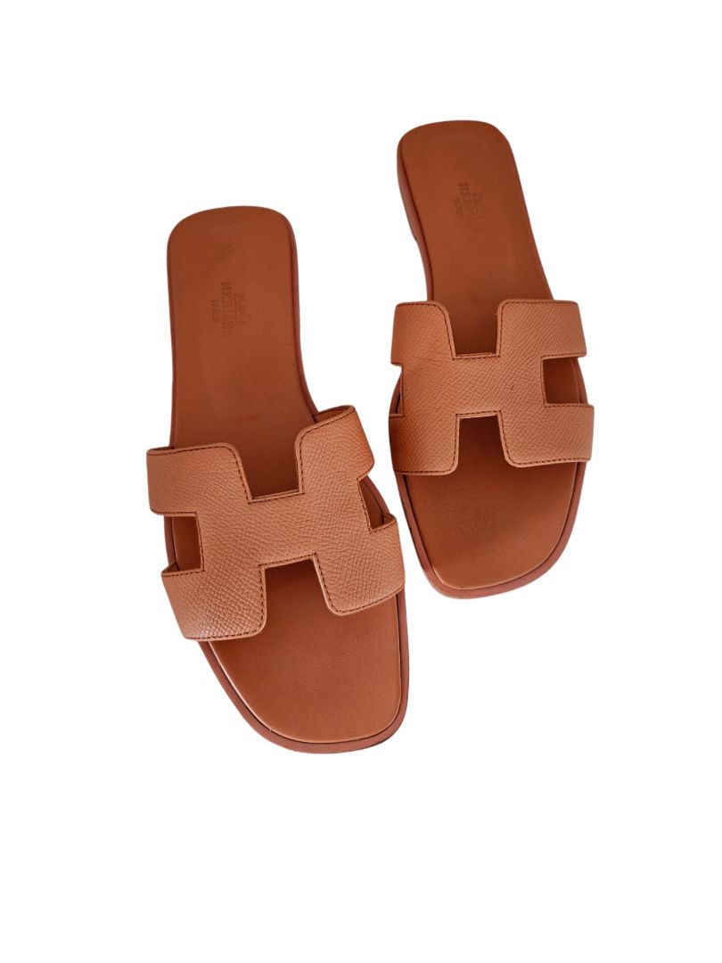 Hermes Peach Oran Epsom Sandal, size 38