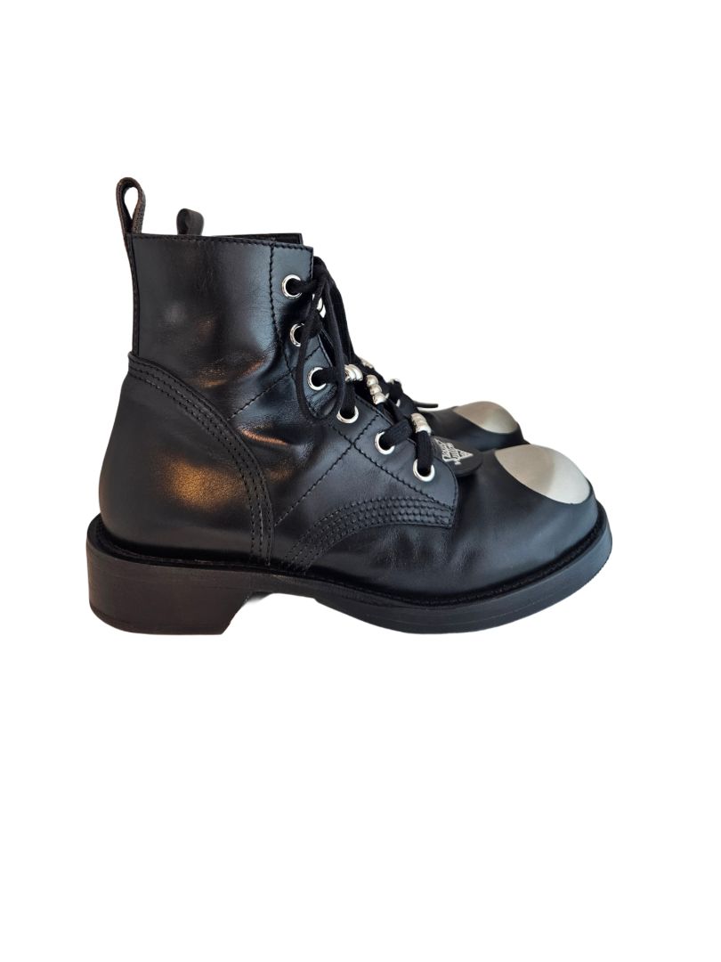 Louis Vuitton Black Leather Metropolis Flat Ranger Boots
