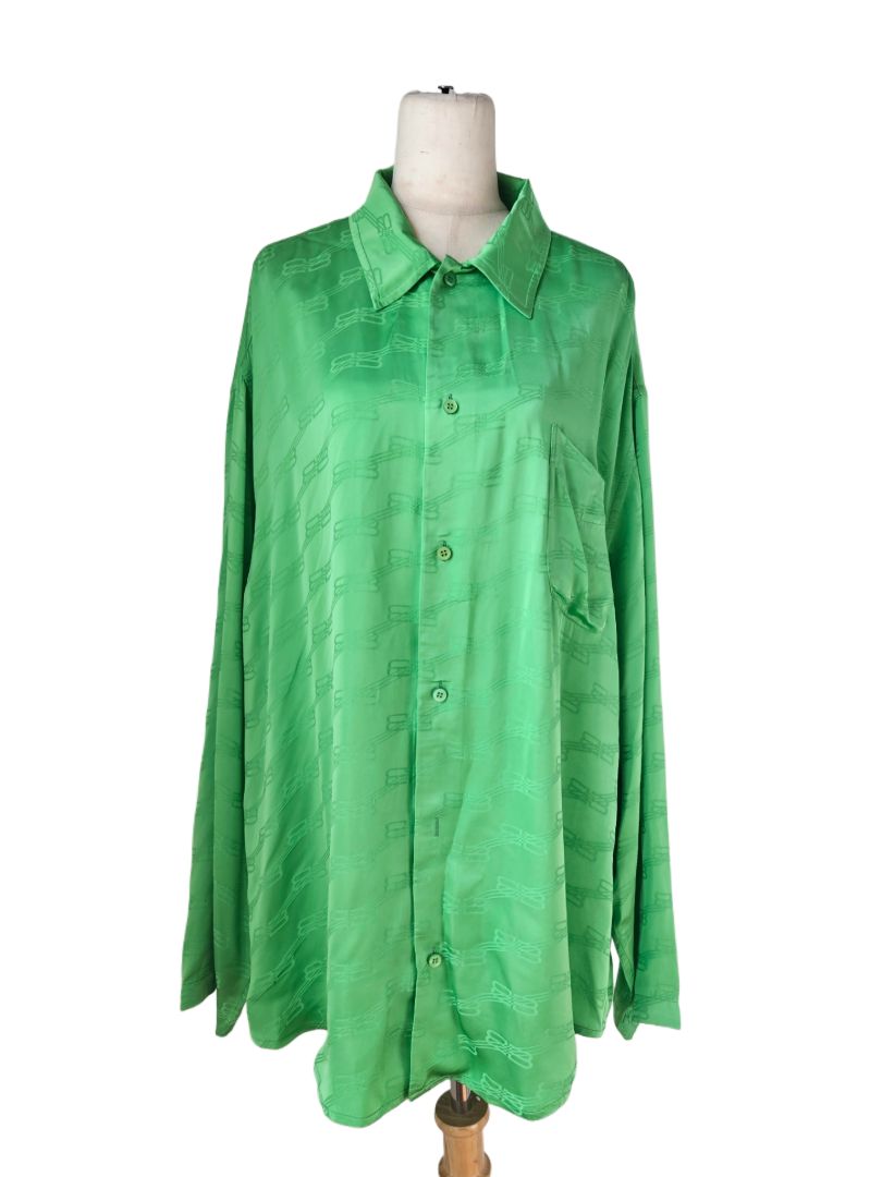 Balenciaga Green BB Monogram Print Shirt W/ Short Set