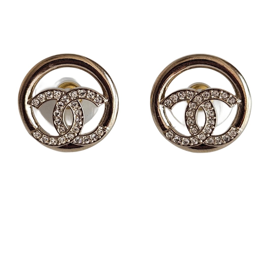 Chanel Round CC  Crystal Stud Earring