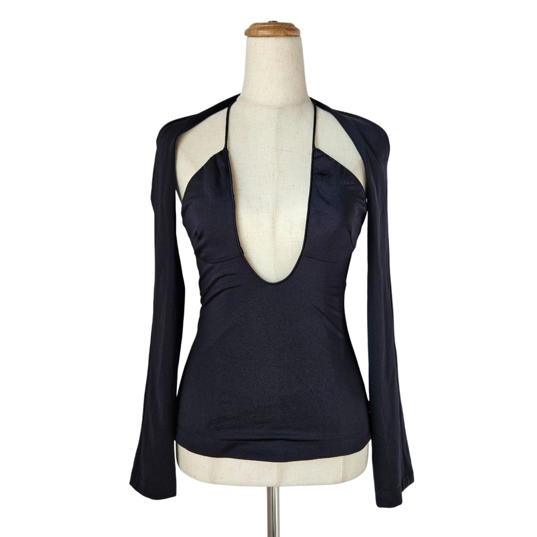 The Attico Zane Cut-Out Black Top