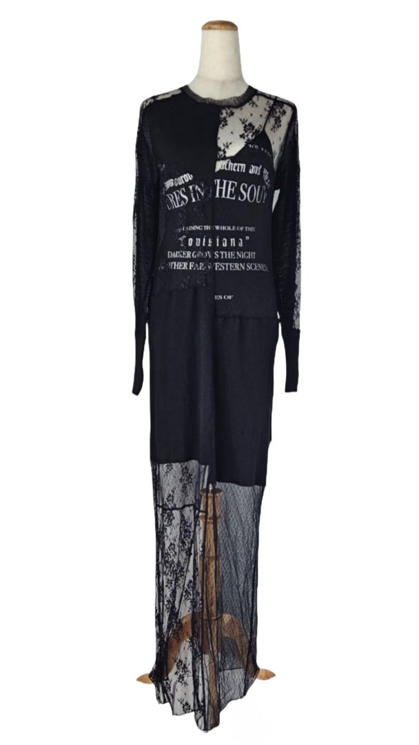 Alexander McQueen Black Floral Lace Mesh Dress W/ Printed Slit - BOPF |  Business of Preloved Fashion