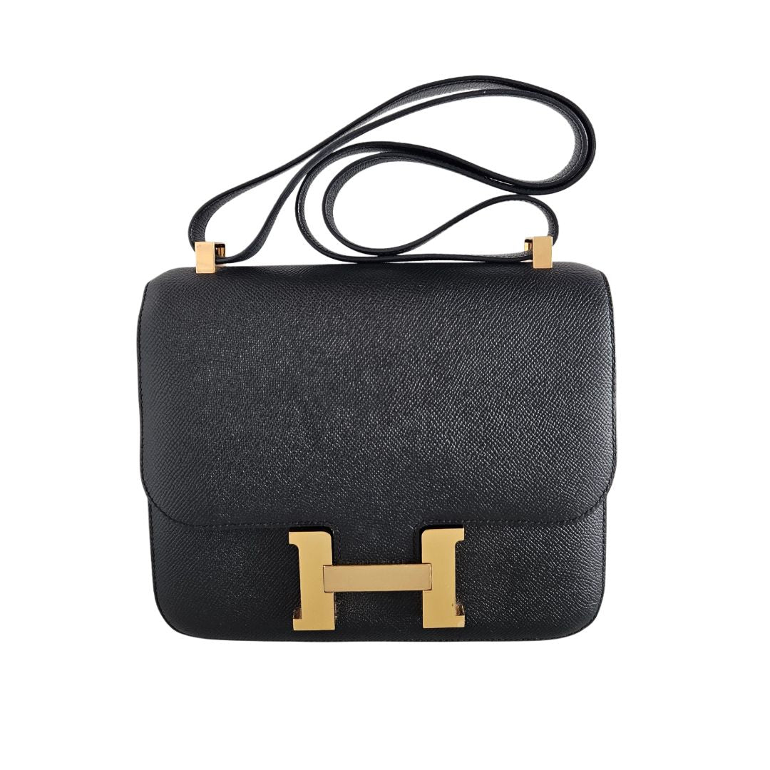 Hermes Black Epsom Leather Constance 24 Shoulder Bag