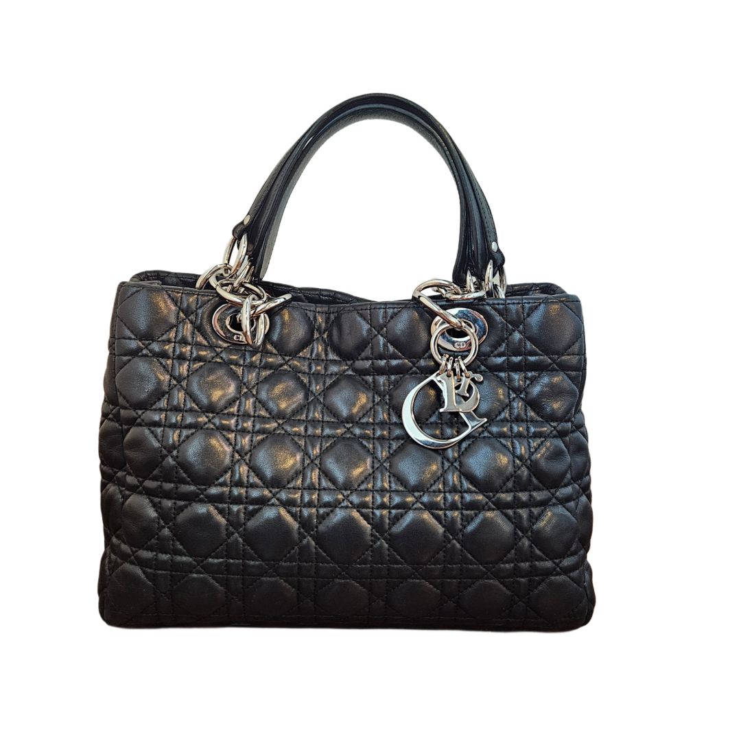 Christian Dior Black Cannage Leather Soft Lady Dior Satchel Bag BOPF  Business of Preloved Fashion - Technical View