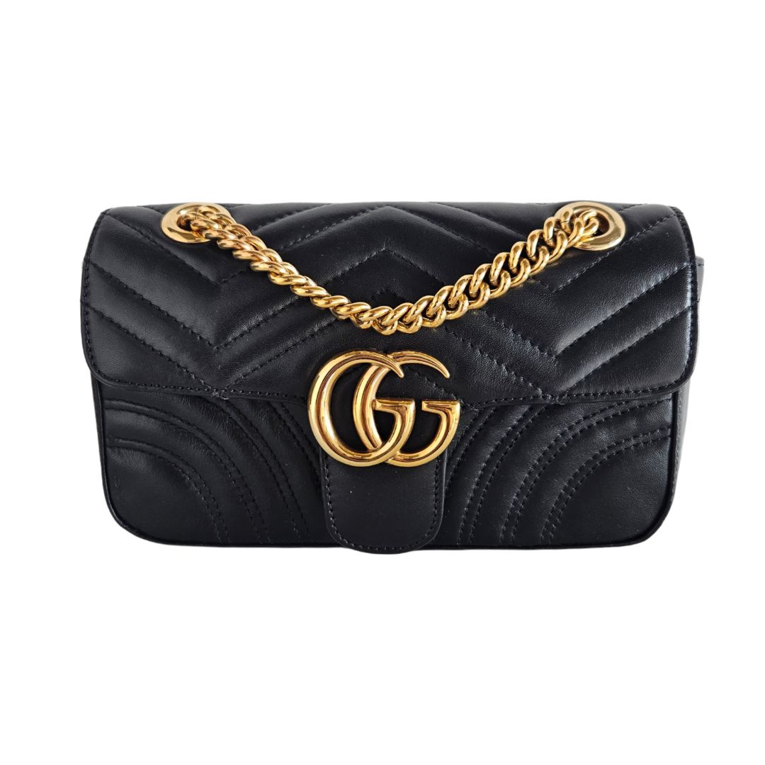 Gucci Black Leather Marmont Shoulder Bag