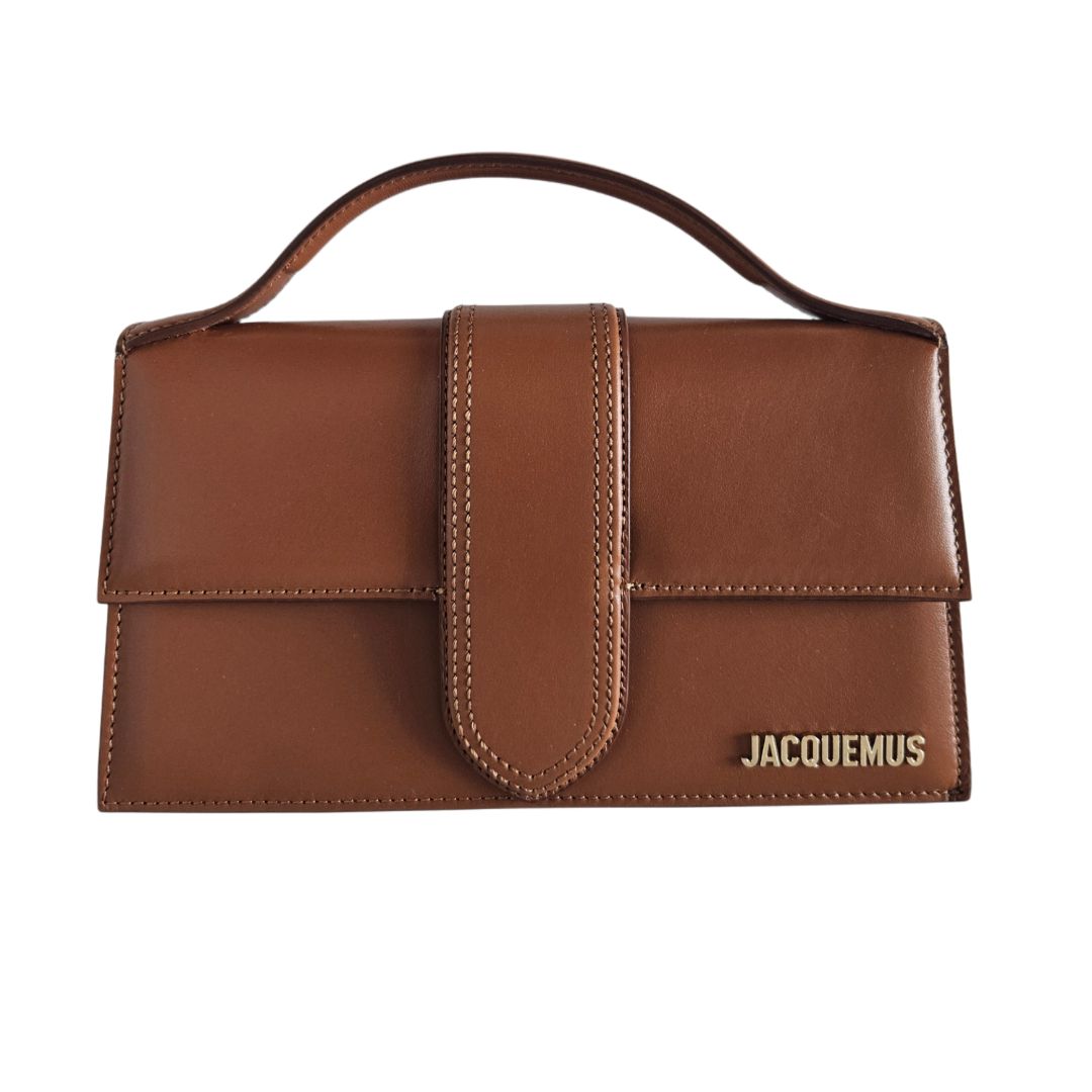 Jacquemus Brown Leather  Le Grand Bambino Top Handle  Bag With Strap