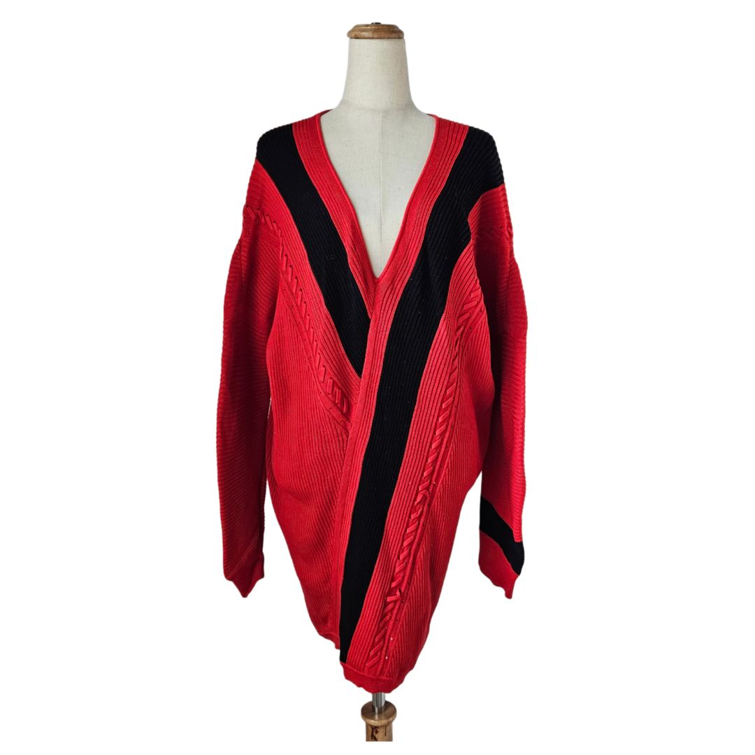 Rag & Bone Red and Black Knit Sweater Dress