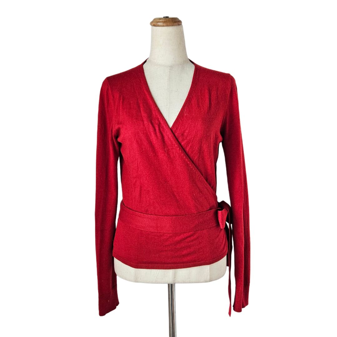 Diane Von Furstenberg Red Wrap Around Cardigan