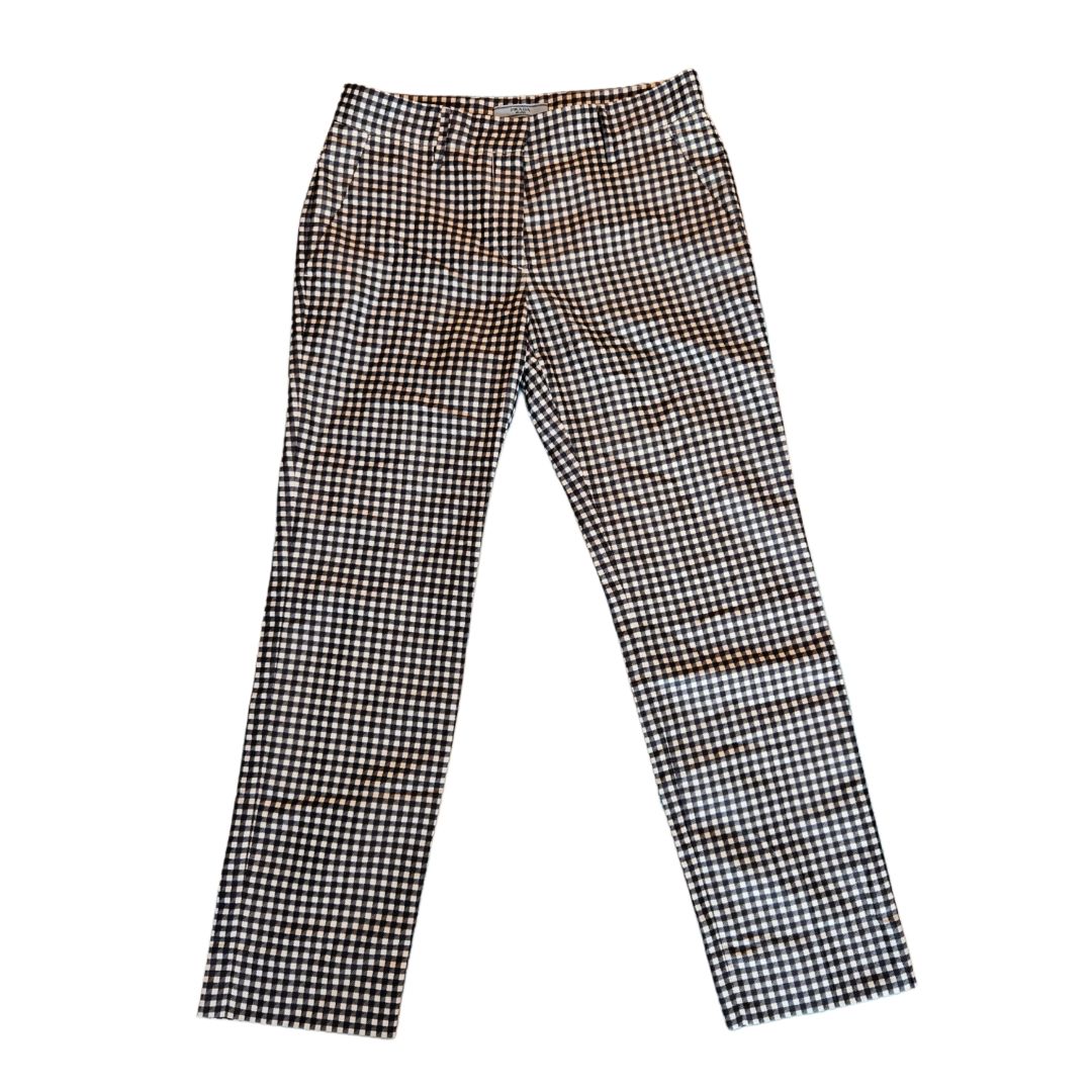 Prada Black and White Checkered Straight Leg Trousers