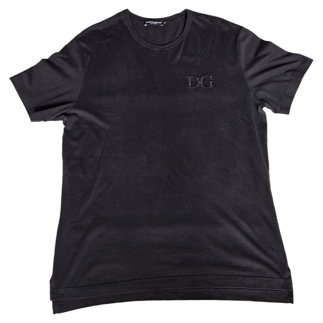 Dolce & Gabbana Black With Embroidered DG Icon Print Mens T-Shirt