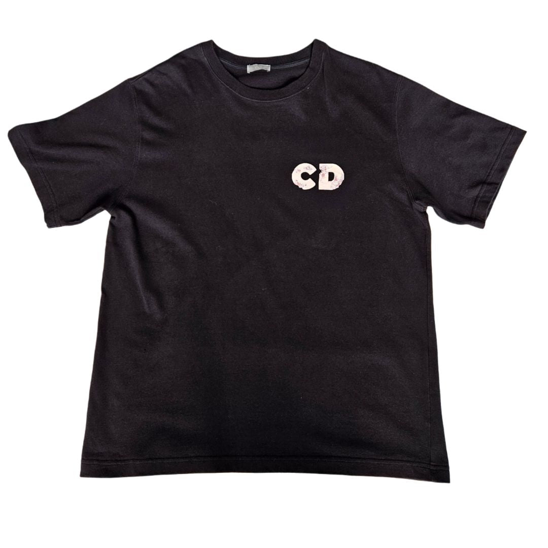 Dior Black CD Print Detail Mens T-Shirt