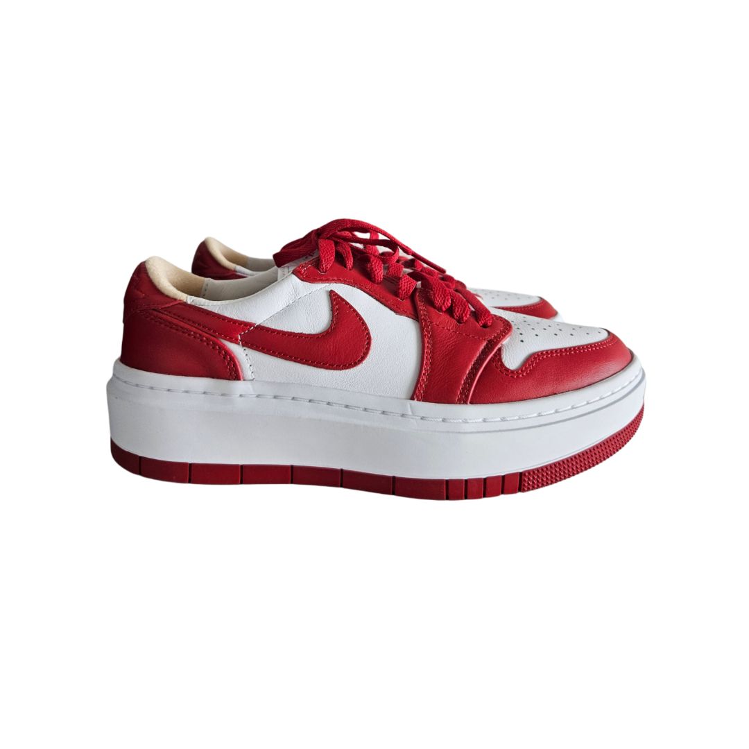 Nike Air Jordan 1 Elevate Low Top Red/White Leather Sneaker, size 38.5