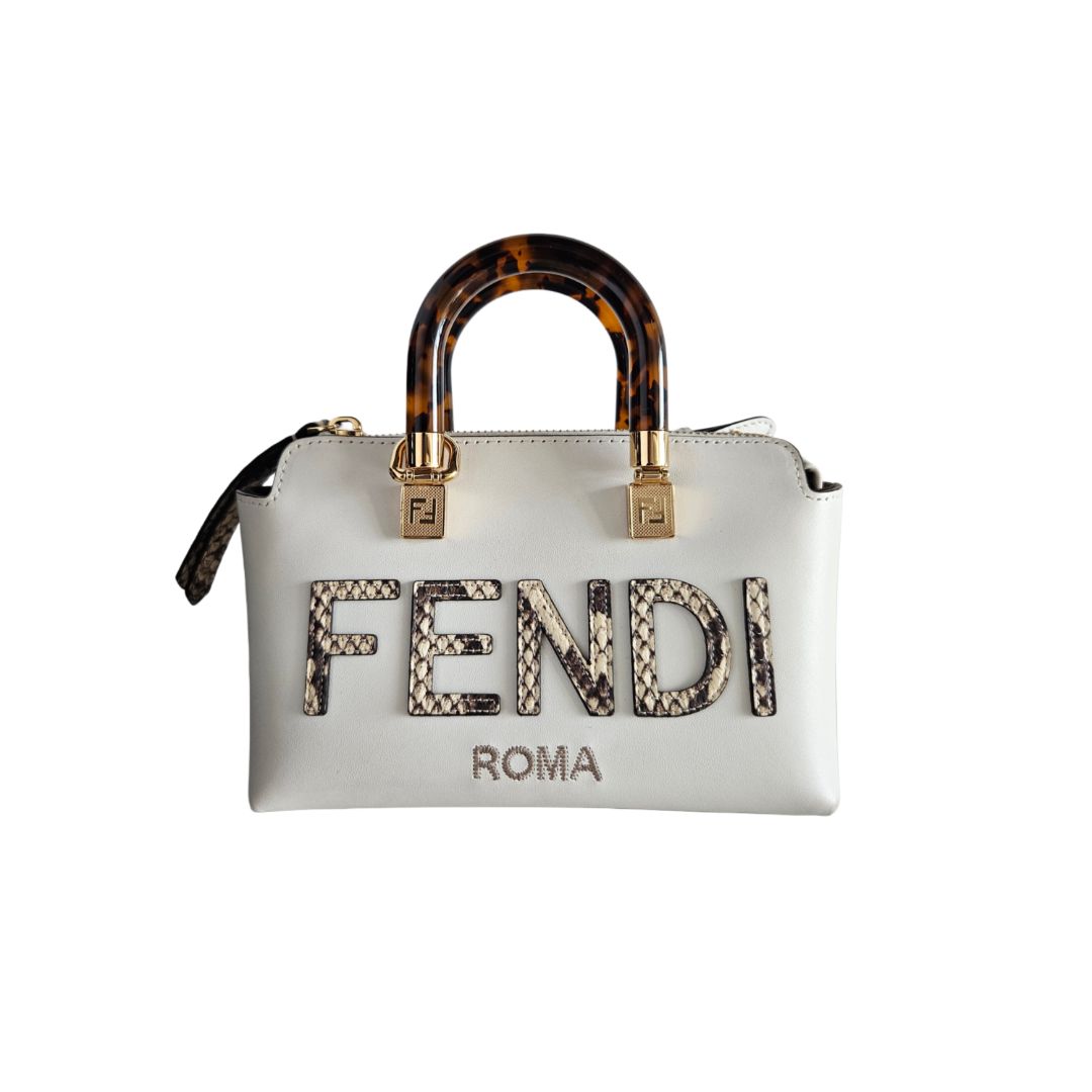 Fendi Off White Python and Leather Mini By The Way Bag
