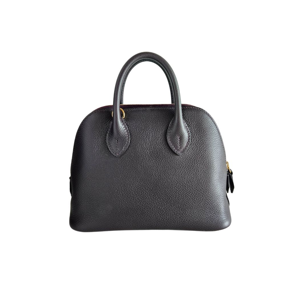 Hemes Dark Purple Leather Mini Bolide Bag