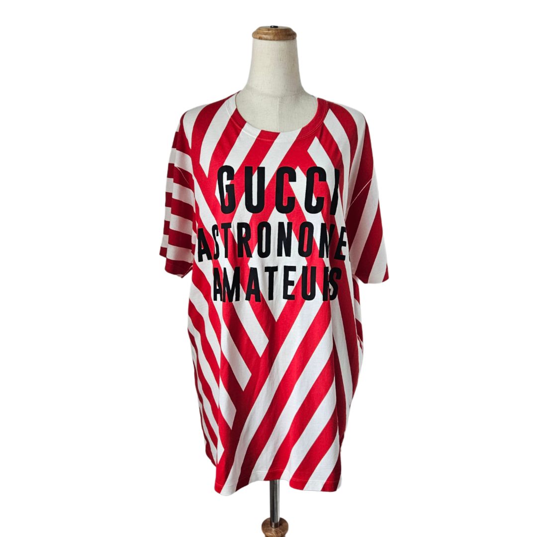 Gucci White and Red Oversized Stripe Top