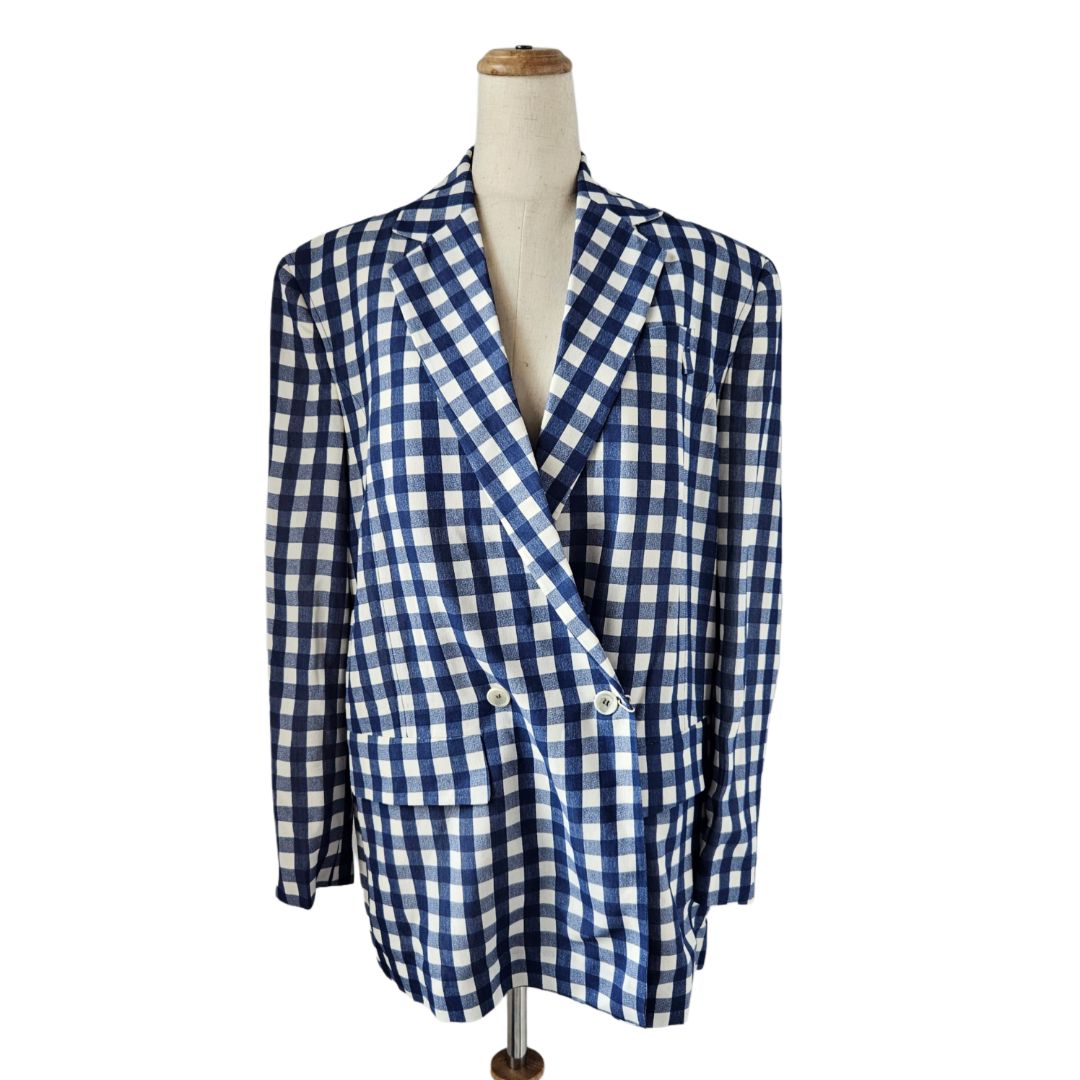 Jacquemus Blue/White Oversized Checkered Blazer