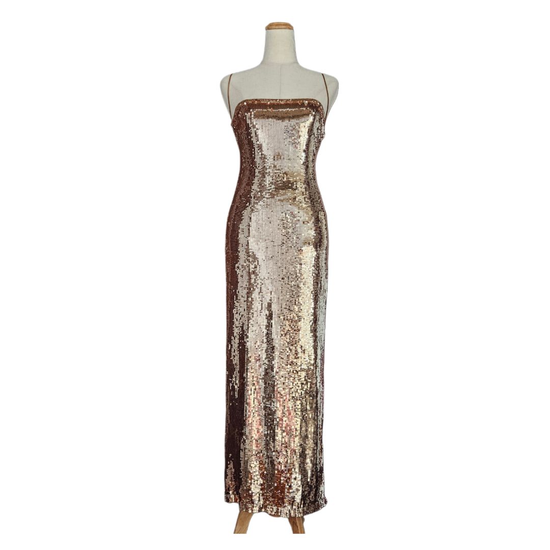 Alice+Olivia Bronze Sequin strappy dress