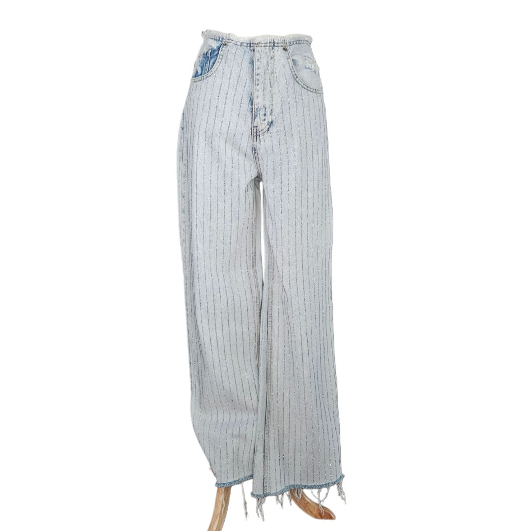 Marlea Scarlett Blue Crytal Embellished Denim Jeans