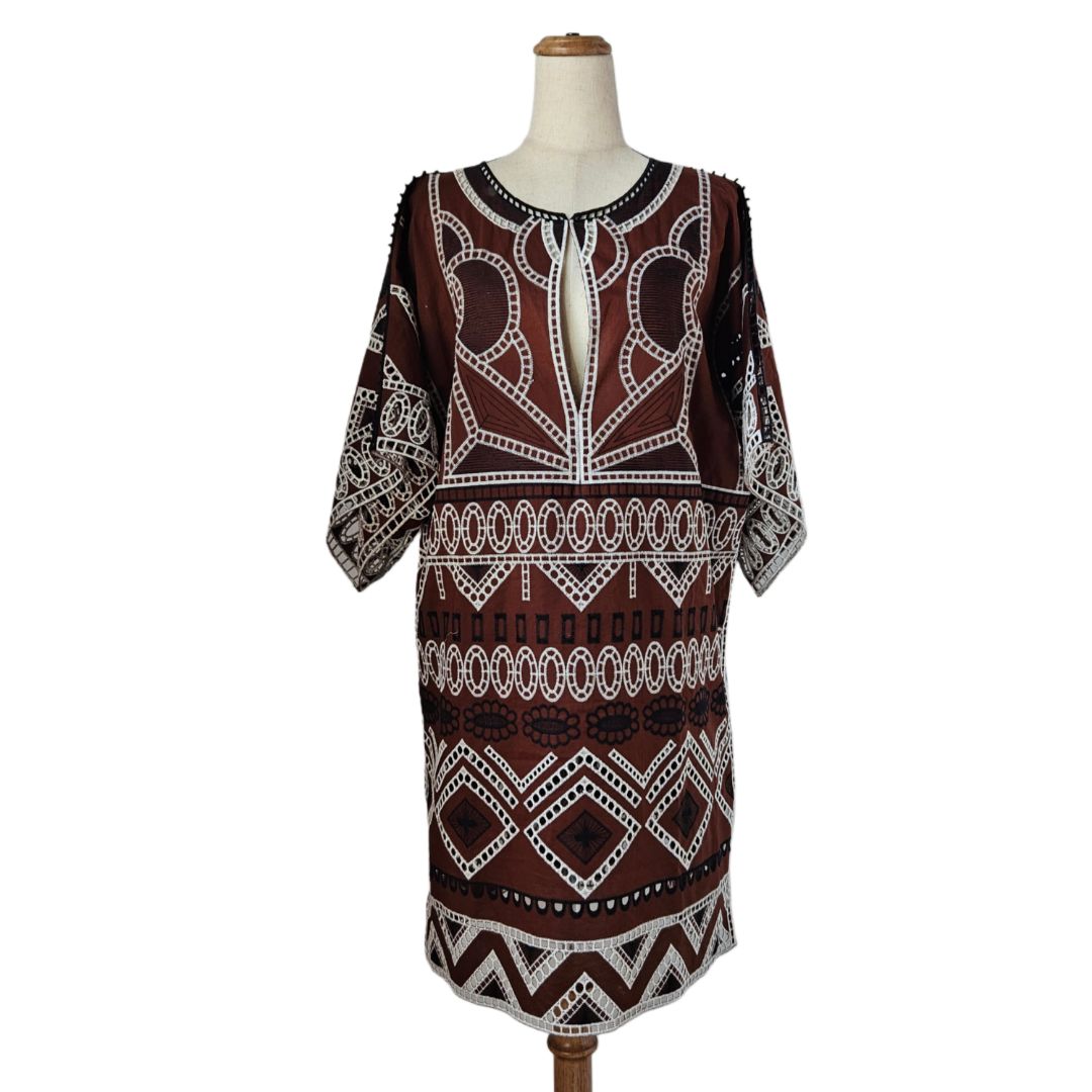 Eres Brown Embroidered Kaftan
