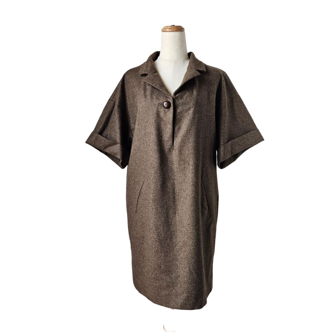 Isabel Marant Brown With Pocket Front Oversized Short Sleeve Dress