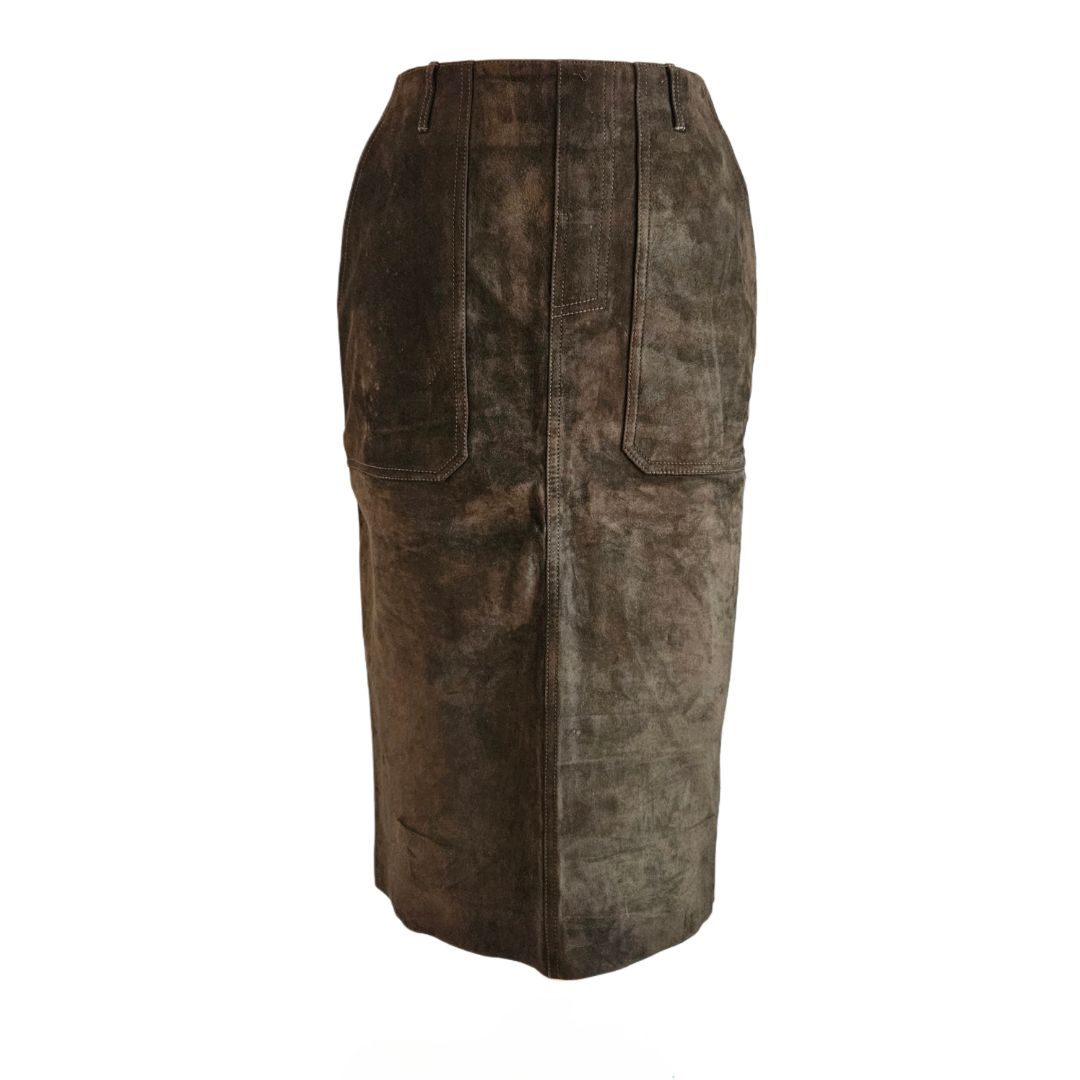 Bally Suede Pocket Midi Pencil Skirt