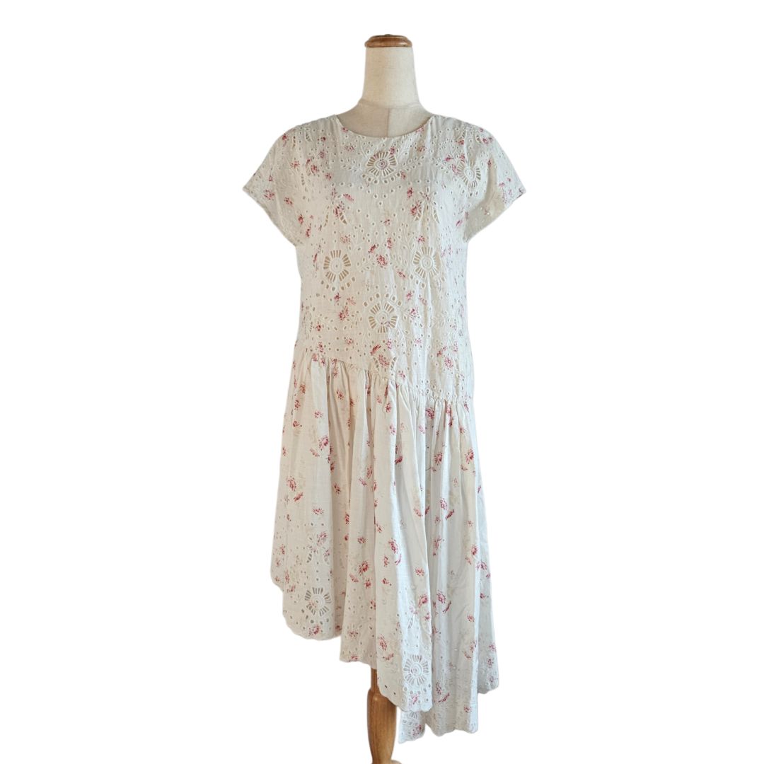 Sea New York Tricolor Embroidered Sleeveless Asymmetric Pleats Dress