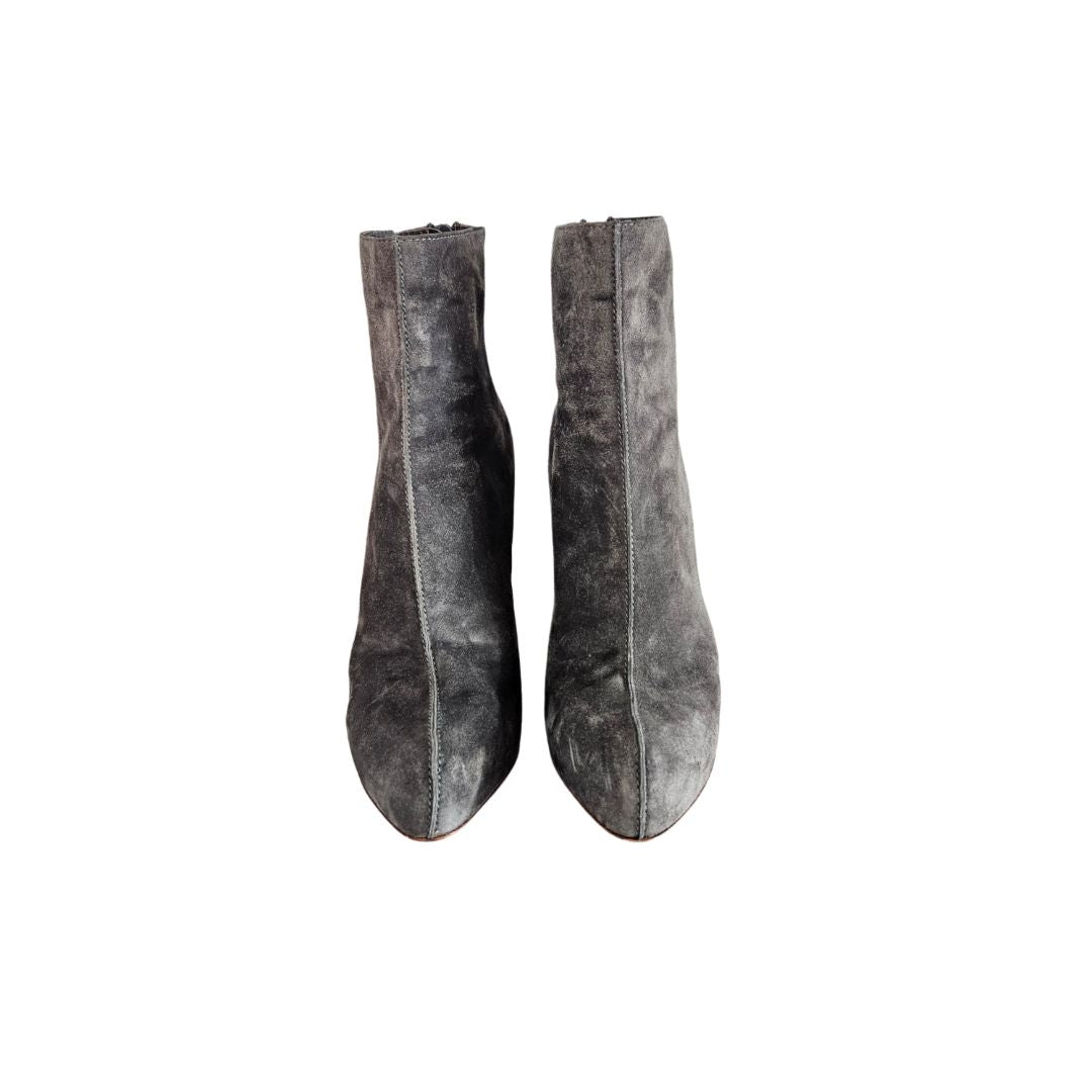 Christian Louboutin Grey Suede Pointed Ankle Heel Bootie, size 39.5