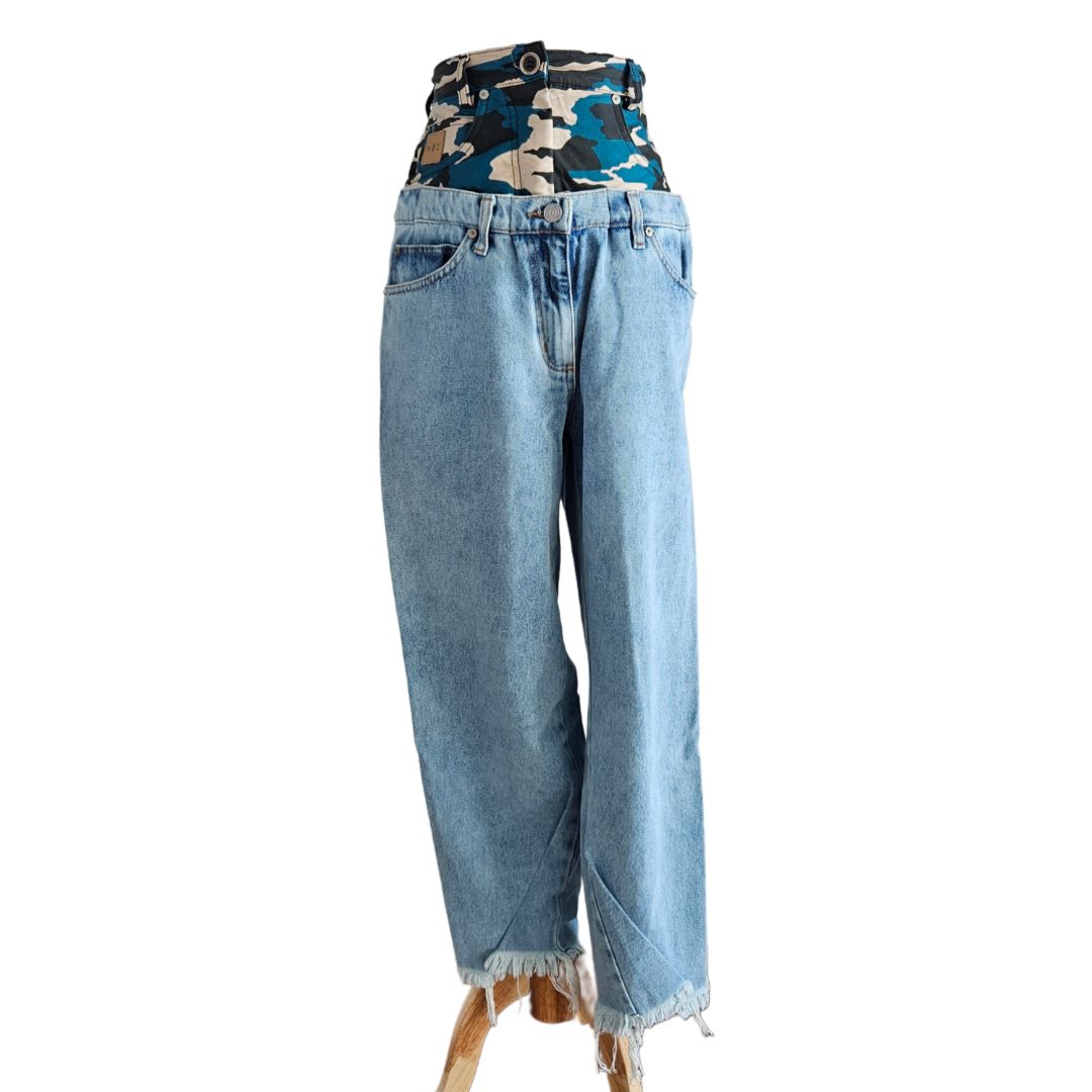 Natasha Zinko Tri Color Natasha Camouflage Design Denim Jeans