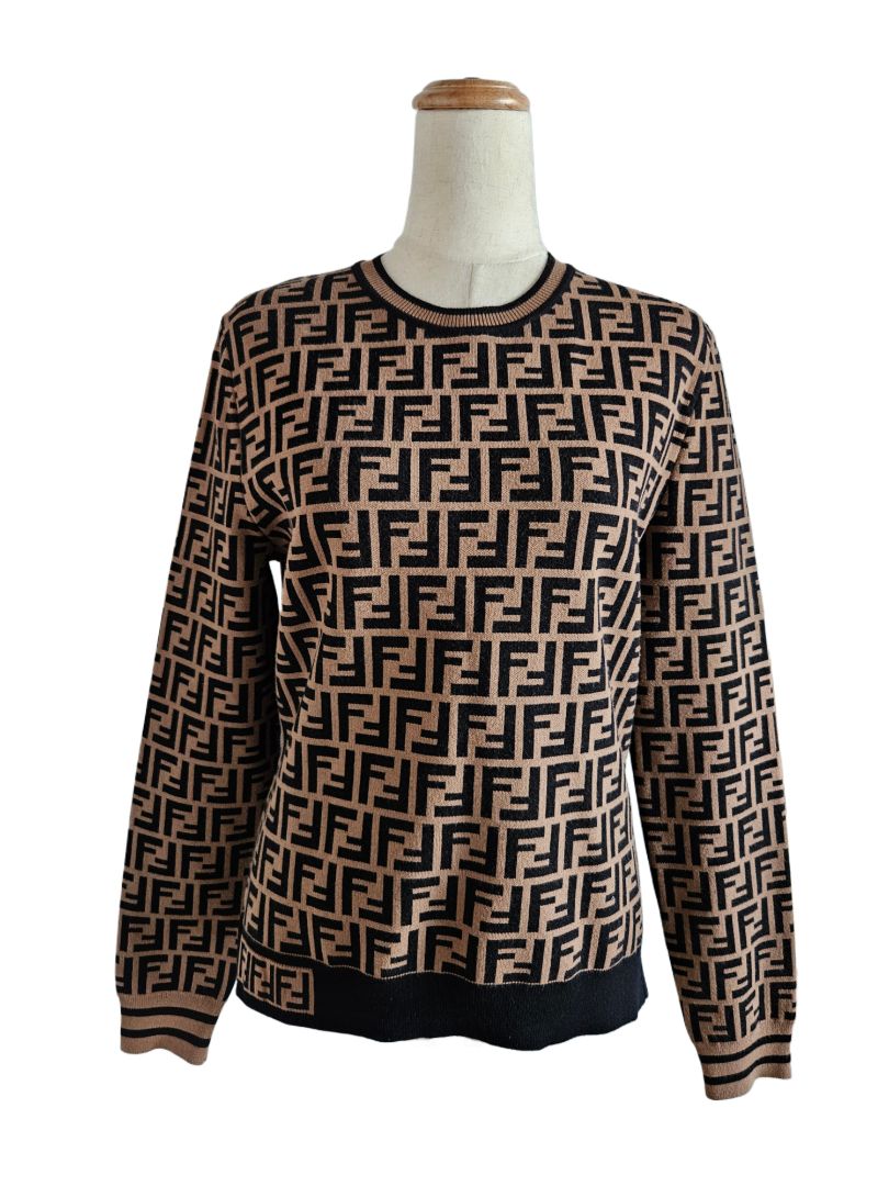 Fendi Black and Brown FF Monogram Sweater