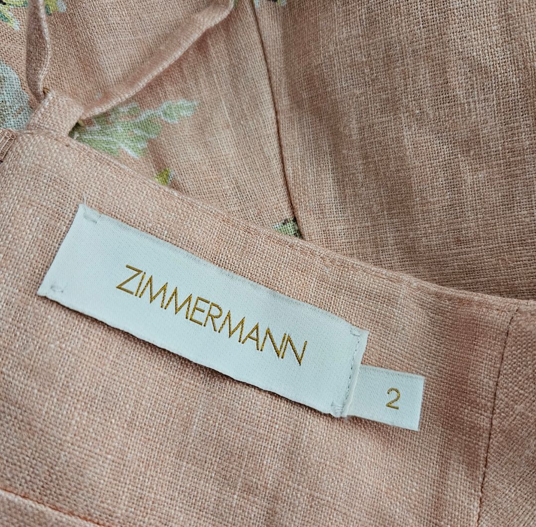 Zimmermann Powder Pink W/ Multicolor Floral Print Sleeveless Flared Mi - BOPF | Business of Preloved Fashion Zimmermann Powder Pink W/ Multicolor Floral Print Sleeveless Flared Mi - BOPF | Business of Preloved Fashion