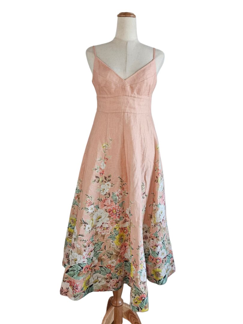 Zimmermann Powder Pink W/ Multicolor Floral Print Sleeveless Flared Mi -  BOPF | Business of Preloved Fashion