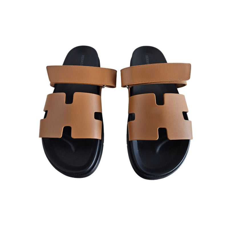 Hermes Chypre Brown Leather Men's Sandal, size 43.5