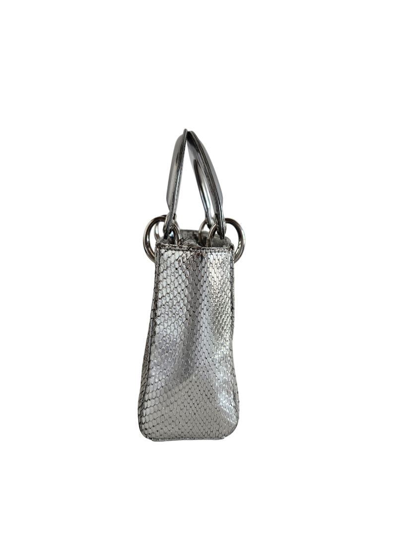 Christian Dior Metallic Silver Python Skin Mini Lady Dior Bag BOPF Business of Preloved Fashion