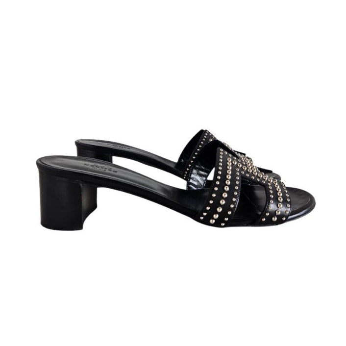 Hermes Black Studded Oasis Sandal, size 40