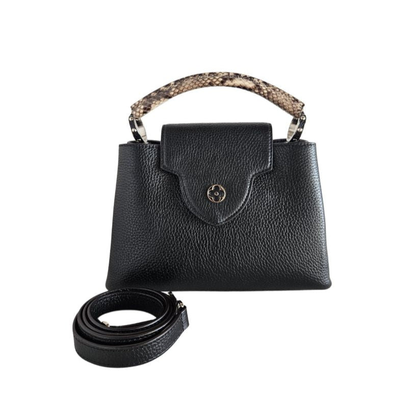 Louis Vuitton Black Capucines BB With Python Handle Bag