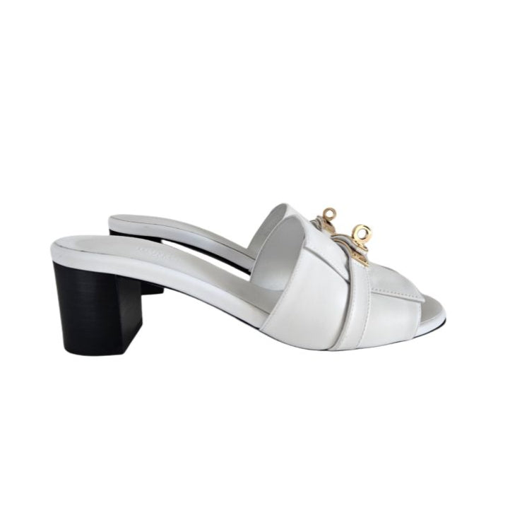 Hermes White Leather Gigi 50 Sandal, size 39